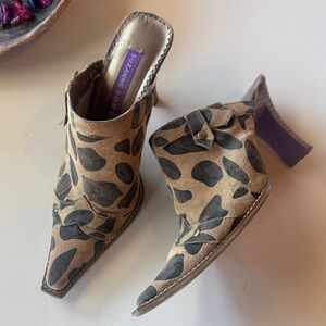 Suzanne Somers Leopard Print Pointed-Toe Mules - Brown/Black